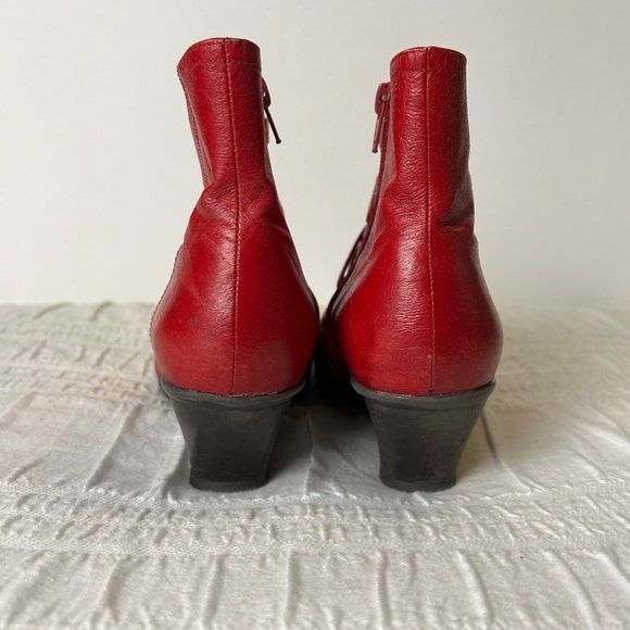 Miz Mooz Red Leather Lace Kitten Heel Boots - Picture 3 of 11